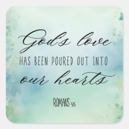 Adesivo Quadrado O Amor de Deus Romano Foi Dourado Em Nossos Coraçõ