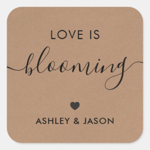 Adesivo Quadrado O amor é Blooming Sticker, Flowers Tag, Casamento