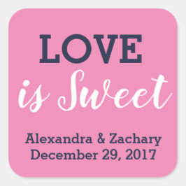 Adesivo Quadrado O amor é o doce Marinho preto cor-de-rosa azul fav
