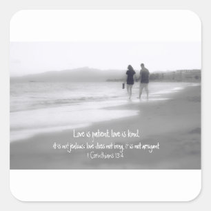 Adesivo Quadrado O amor é paciente O amor é bondoso Cor 13:4 Versíc