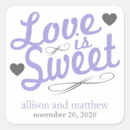 Adesivo Quadrado O Amor É Rótulo Fashiado (Roxo/Cinza)