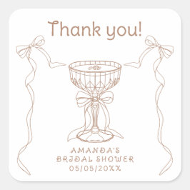 Adesivo Quadrado O amor está fervendo Hand Drawn Obrigada