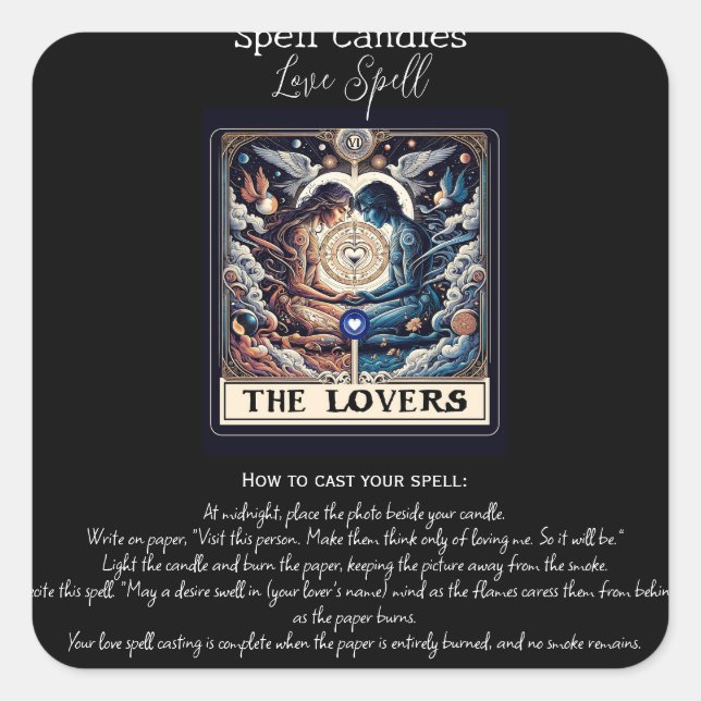 Adesivo Quadrado O AMOR Eteal Tarot Love Spell Intentions (Frente)