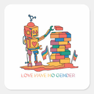 Adesivo Quadrado O Amor Não Tem Sexo - Arco-Íris