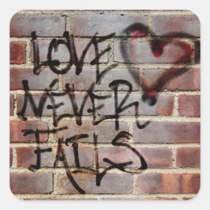 Adesivo Quadrado O amor nunca falha no Grafite