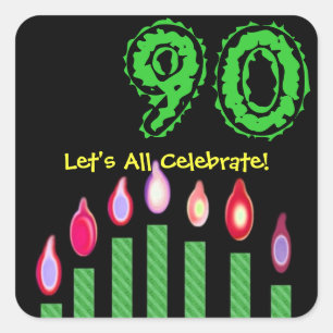 Adesivo Quadrado O aniversário do 90 das velas do verde deixou-nos