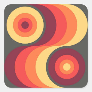 Adesivo Quadrado O arco-íris ondulado abstrato retro esquadra a