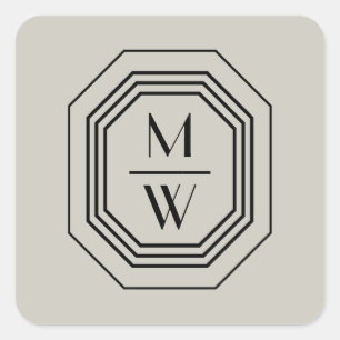 Adesivo Quadrado O art deco empilhou o logotipo do monograma no