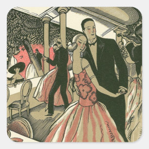Adesivo Quadrado O art deco que Wedding, Newlyweds do vintage danç