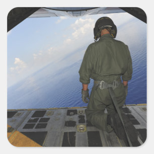 Adesivo Quadrado O aviador observa as águas do golfo de Mexic