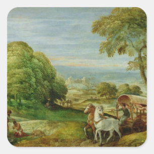 Adesivo Quadrado O batismo do Eunuch etíope