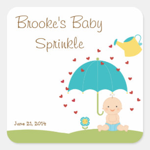 Adesivo Quadrado O bebê polvilha o Tag do favor do chá