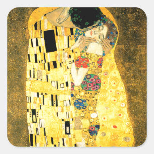 Adesivo Quadrado O beijo pela arte Nouveau de Gustavo Klimt