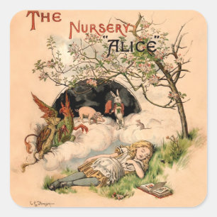 Adesivo Quadrado O Berçário Alice 1890 Capa do Mundo das Maravilhas