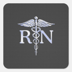 Adesivo Quadrado O Caduceus do RN da enfermeira diplomada
