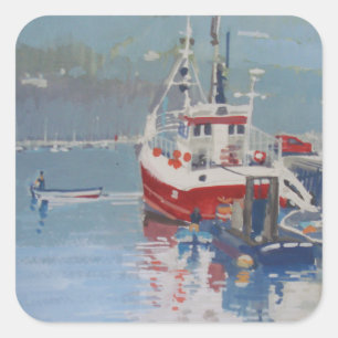 Adesivo Quadrado O cais Salcombe do pescador