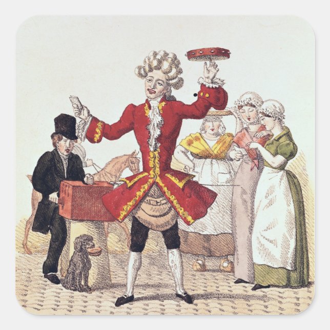 Adesivo Quadrado O Cantor de Rua, gravado por Alois Senefelder (Frente)