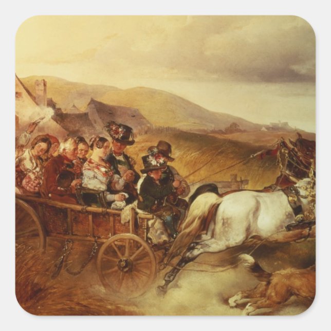 Adesivo Quadrado O Carrinho de Casamento (Frente)