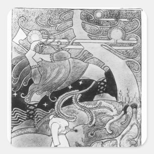 Adesivo Quadrado O carvalho enorme é reduzido