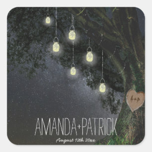 Adesivo Quadrado O casamento do carvalho do frasco de pedreiro do