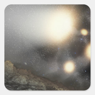 Adesivo Quadrado O céu noturno foi visto de um hipotético avião