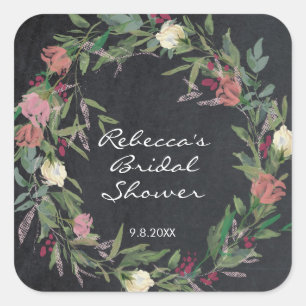 Adesivo Quadrado o chá floral da grinalda do quadro favorece a