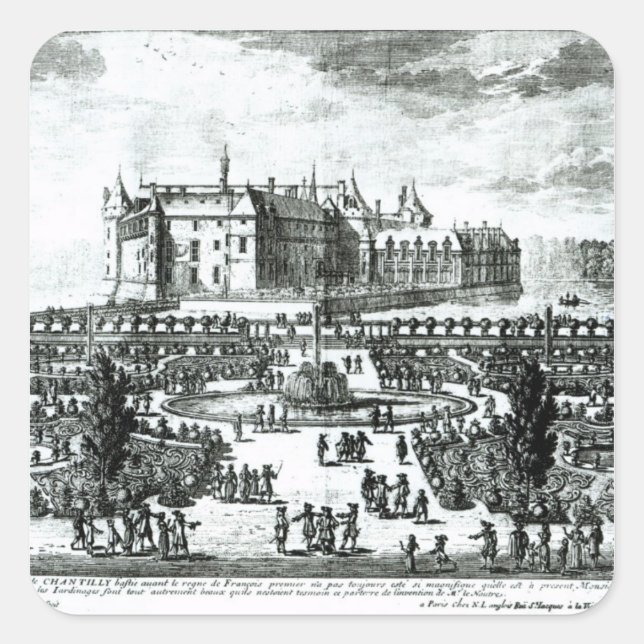Adesivo Quadrado O Chateau de Chantilly e os jardins projetados (Frente)