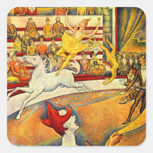Adesivo Quadrado O circo por Georges Seurat, Pointillism do vintage