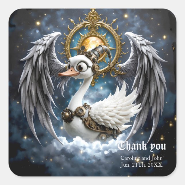 Adesivo Quadrado O Cisne Curioso de Relógio.  (Frente)