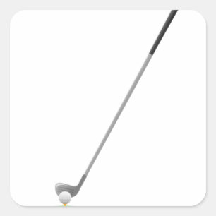 Adesivo Quadrado O clube e a bola de golfe no T esquadram a