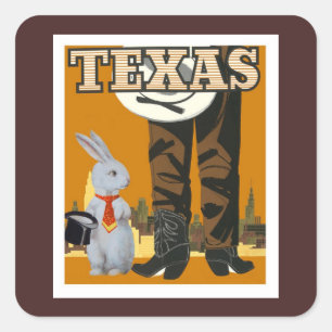 Adesivo Quadrado O coelho branco encontra o vaqueiro de Texas