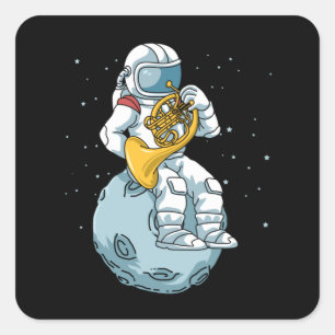 Adesivo Quadrado O Corno Francês Oferece Homens Bronze Música Cor