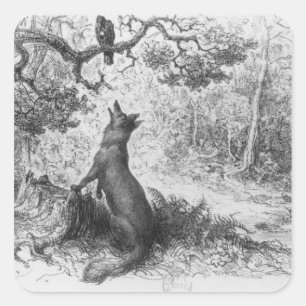 Adesivo Quadrado O corvo e o Fox