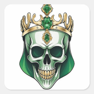 Adesivo Quadrado O crânio do rei verde com uma coroa judaica