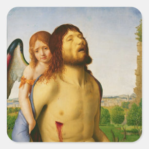 Adesivo Quadrado O cristo inoperante apoiado por um anjo, c.1475/78