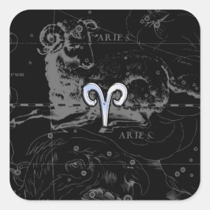 Adesivo Quadrado O cromo gosta do sinal do zodíaco do Aries no