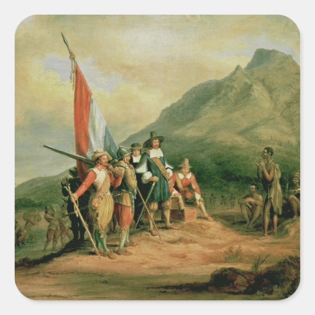 Adesivo Quadrado O desembarque de Jan van Riebeeck (Frente)