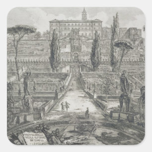 Adesivo Quadrado O d'Este da casa de campo em Tivoli (gravura)