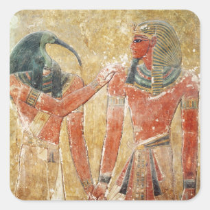 Adesivo Quadrado O deus Thoth com Seti I no túmulo de Seti