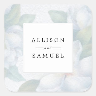 Adesivo Quadrado O Dogwood branco de prata floresce selo do favor