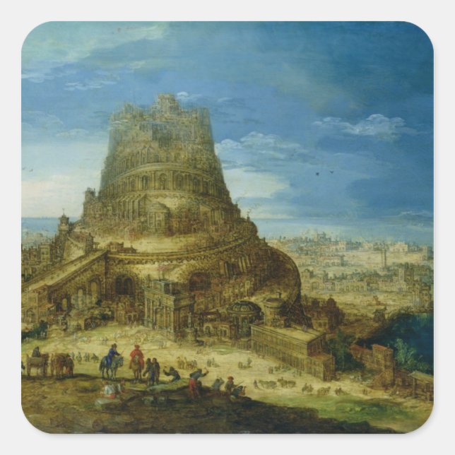 Adesivo Quadrado O edifício da Torre de Babel (Frente)