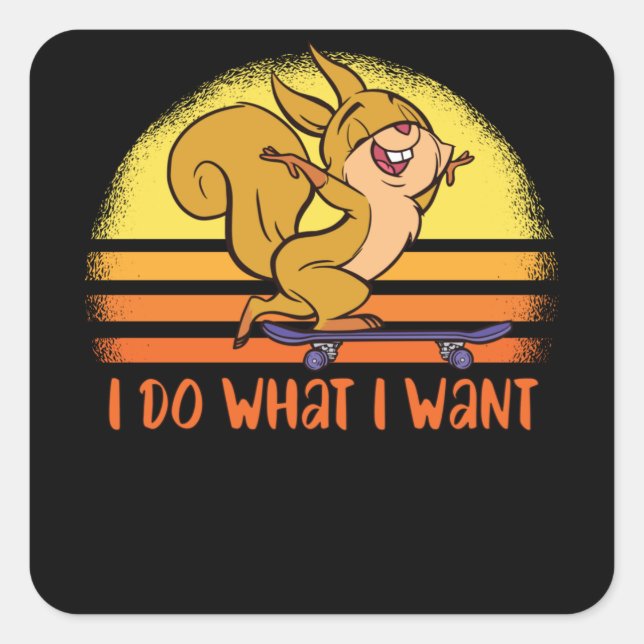 Adesivo Quadrado O Esquilo Engraçado Está Dirigindo O Presente De S (Frente)