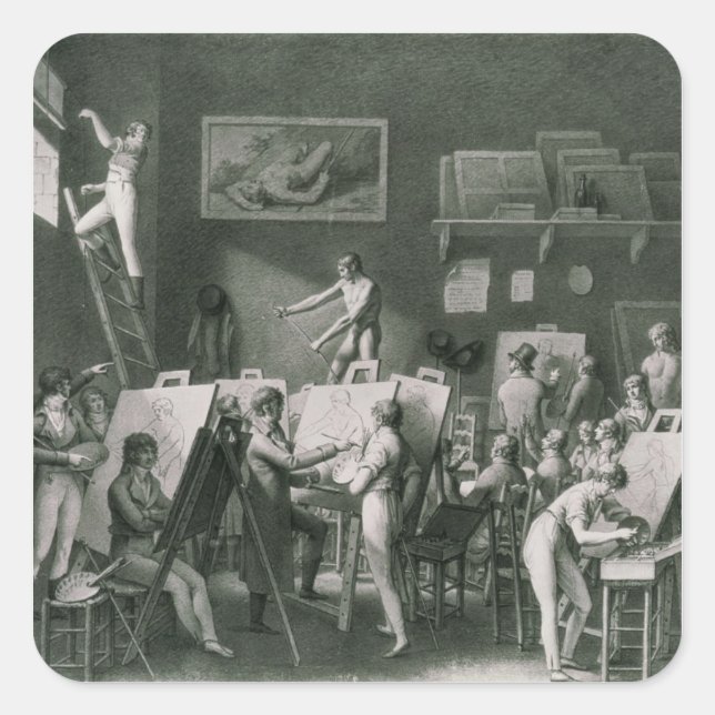 Adesivo Quadrado O Estúdio de Jacques Louis David (Frente)