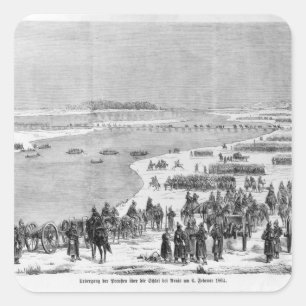 Adesivo Quadrado O exército prussiano que atravessa o Shlei em Arni
