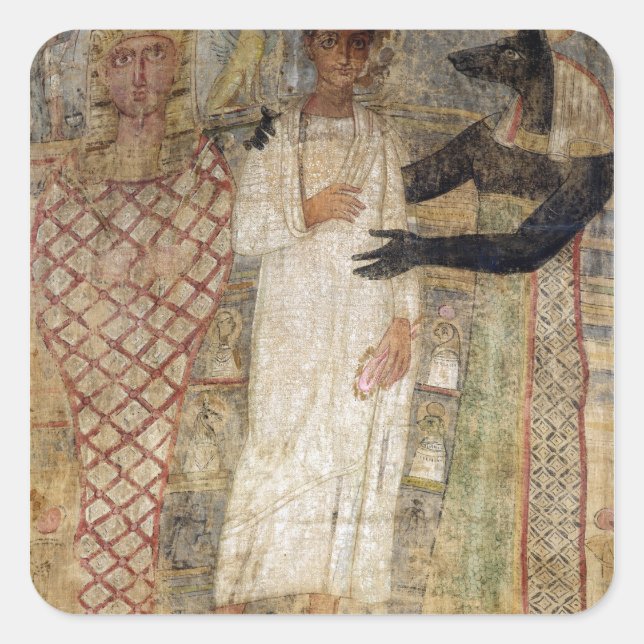 Adesivo Quadrado O falecido e sua mamã protegidos por Anubis (Frente)