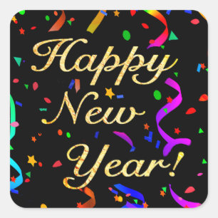 Adesivo Quadrado O "feliz ano novo! "etiquetas