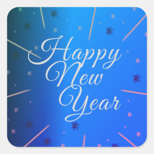 Adesivo Quadrado O feliz ano novo Stars o azul