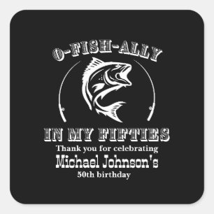 Adesivo Quadrado O-fish-ally na minha Anos 50 50ª Festa de aniversá