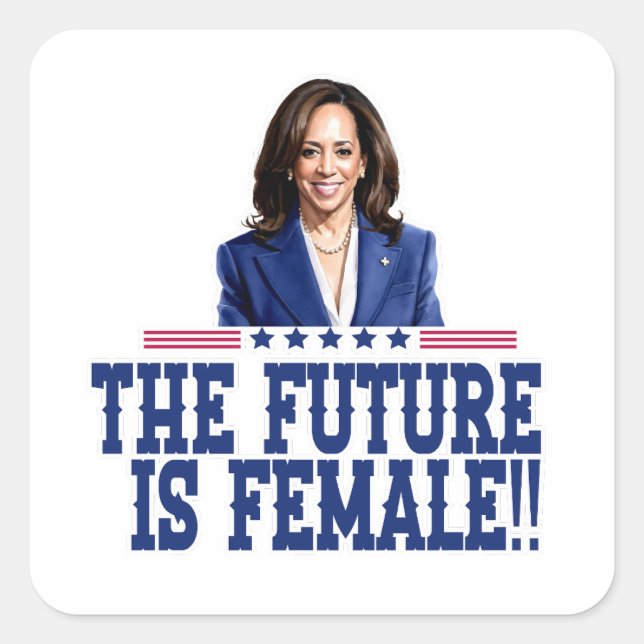 Adesivo Quadrado O Futuro É A Mulher Kamala Harris (Frente)