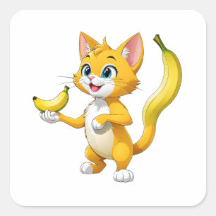 Adesivo Quadrado "O Gatinho vai para as bananas"